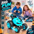 Warrior 360° RC Stunt Car for Kids | 7 Stunt Modes, LED Lights & Speed Boost (Sky Blue)