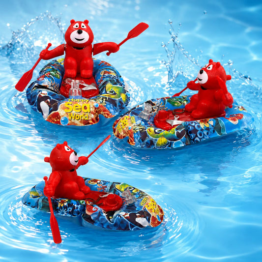 Wind Up Bear Rowing Boat Toy for Kids | Floating Bath & Pool Water Toy