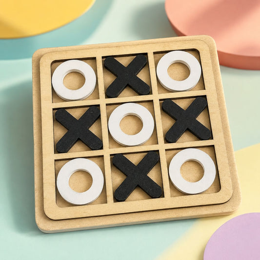 Wooden Tic Tac Toe & IQ Puzzle Toys for Kids Fun Learn