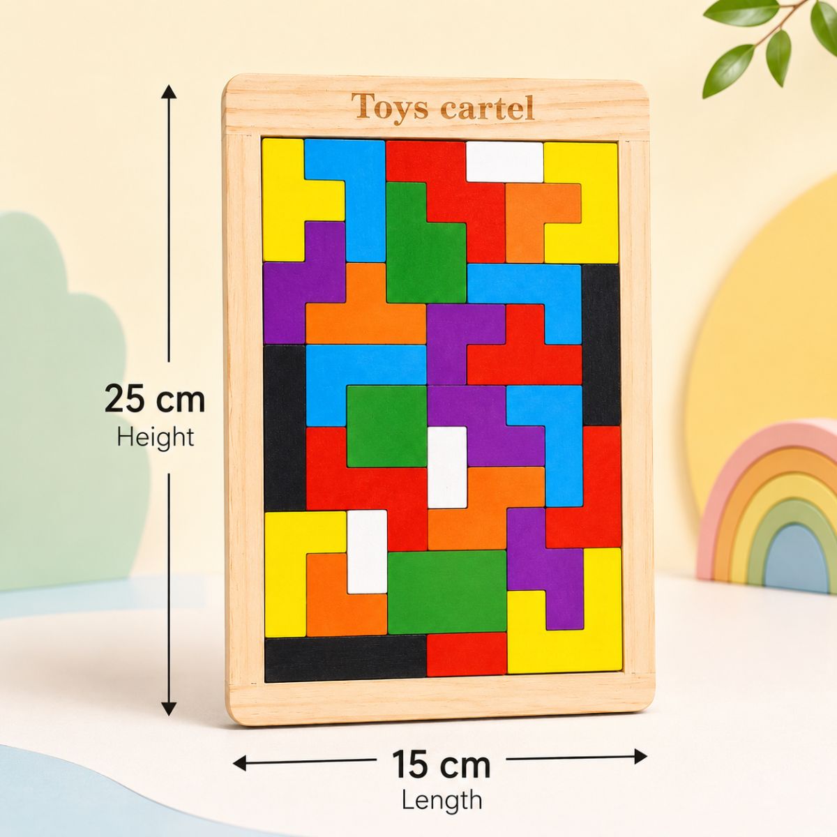 Wooden Tangram Puzzle & 3D Block Puzzle for Kids