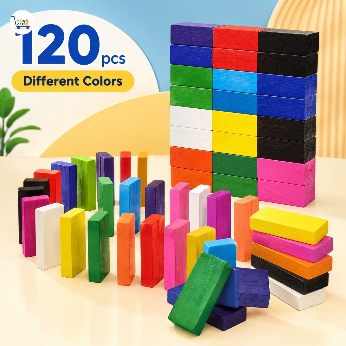Wooden Domino Blocks Set | 120 Pieces for Kids