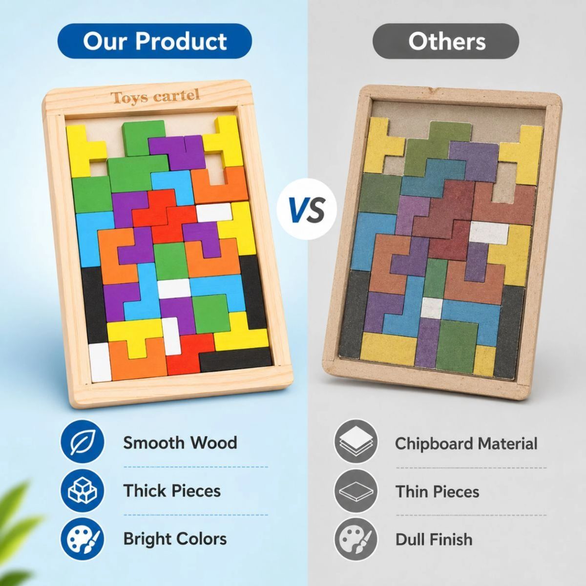 Wooden Tangram Puzzle & 3D Block Puzzle for Kids