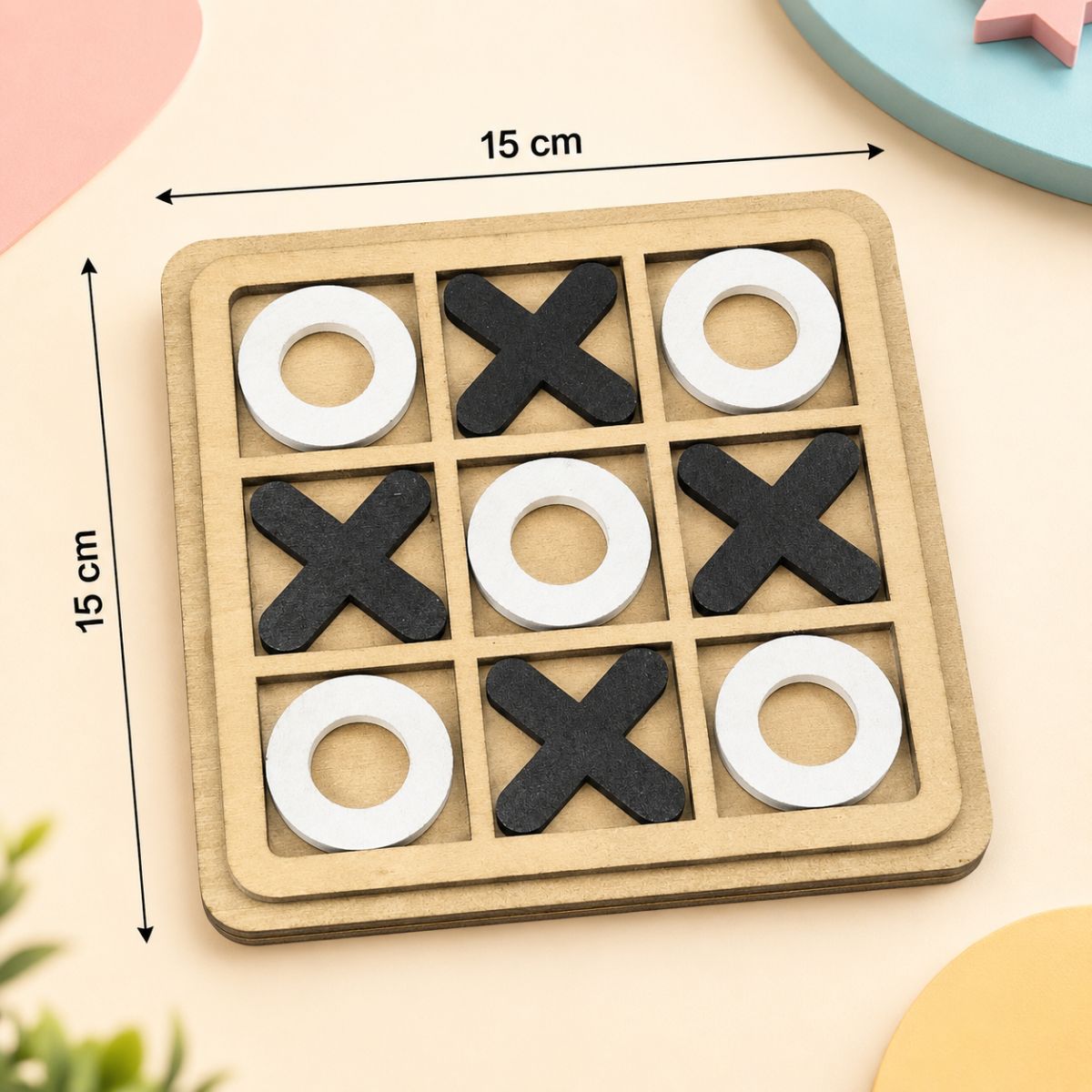Wooden Tic Tac Toe & IQ Puzzle Toys for Kids Fun Learn