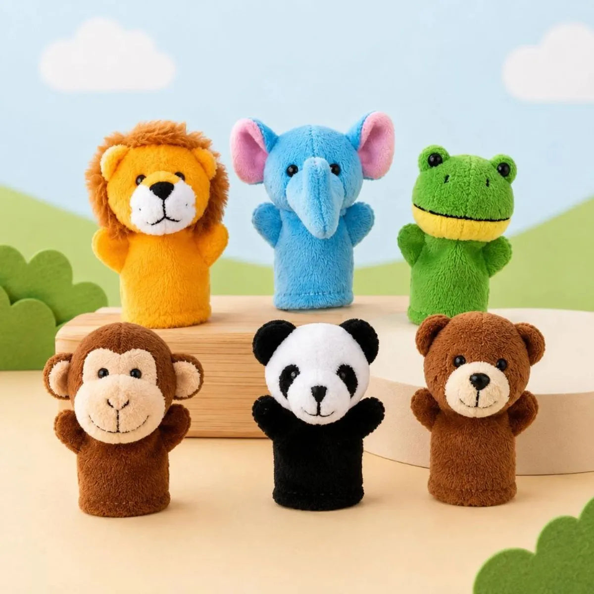 Cute Animal Finger Puppets for Kids | Soft Puppet Set of 6