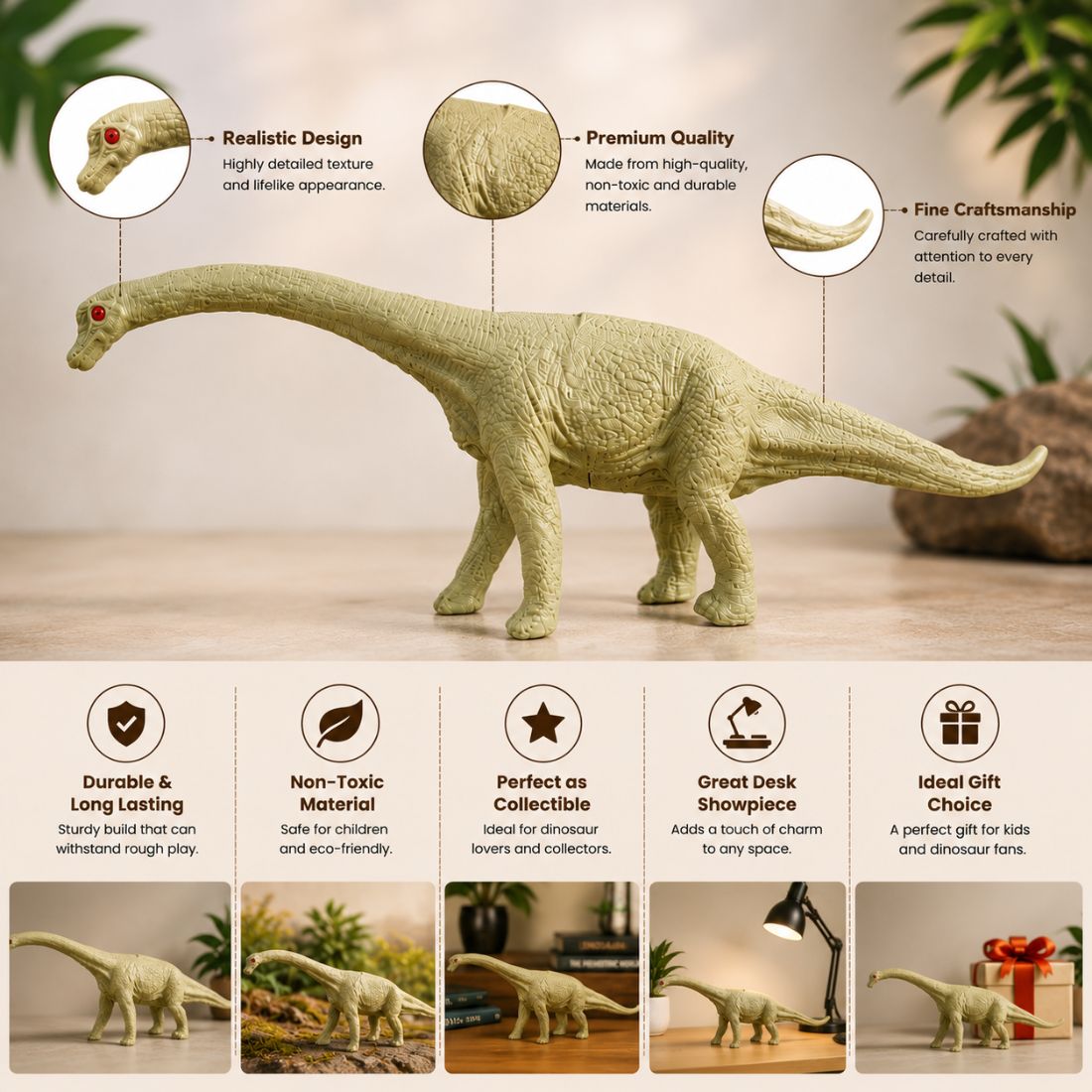 Long Neck Dinosaur Toy | Big Dinosaur Figure for Kids