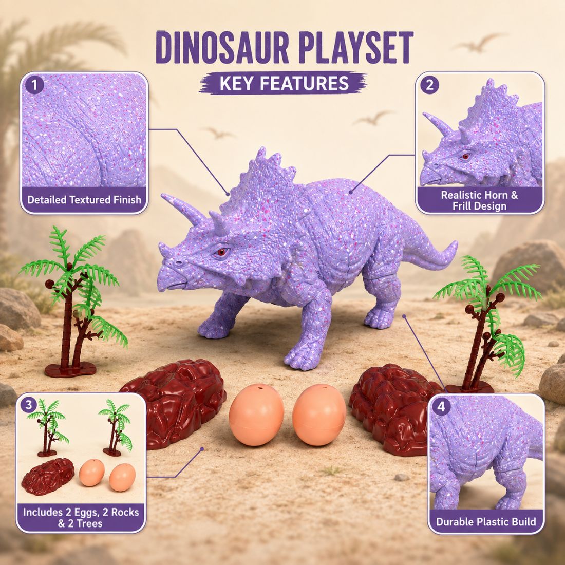 Triceratops Dinosaur Toy for Kids | Big Dinosaur Action Figure