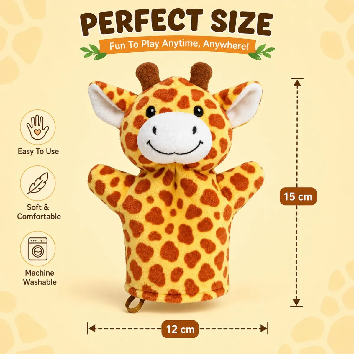 Soft Giraffe Hand Puppet Toy for Storytelling & Roleplay
