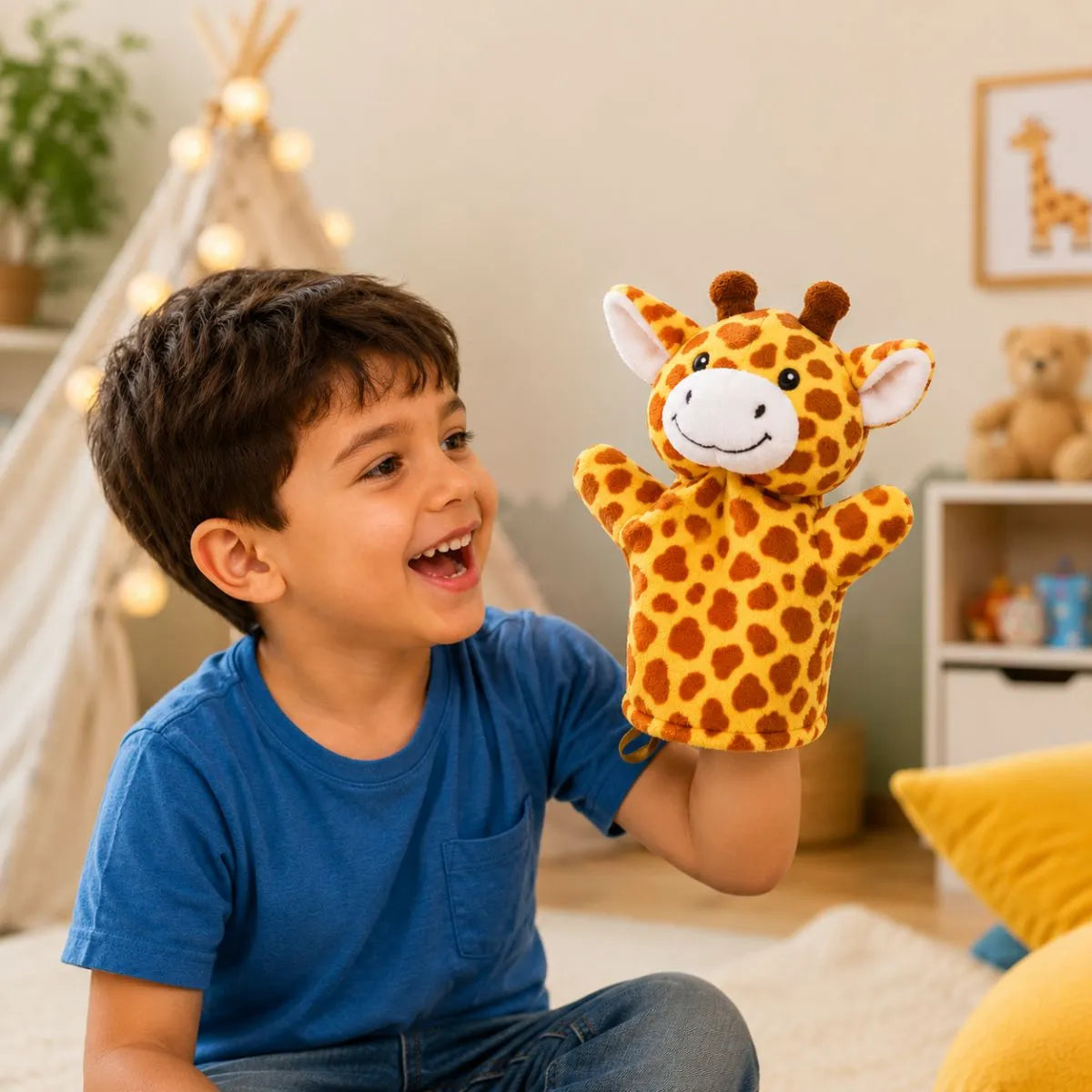 Soft Giraffe Hand Puppet Toy for Storytelling & Roleplay