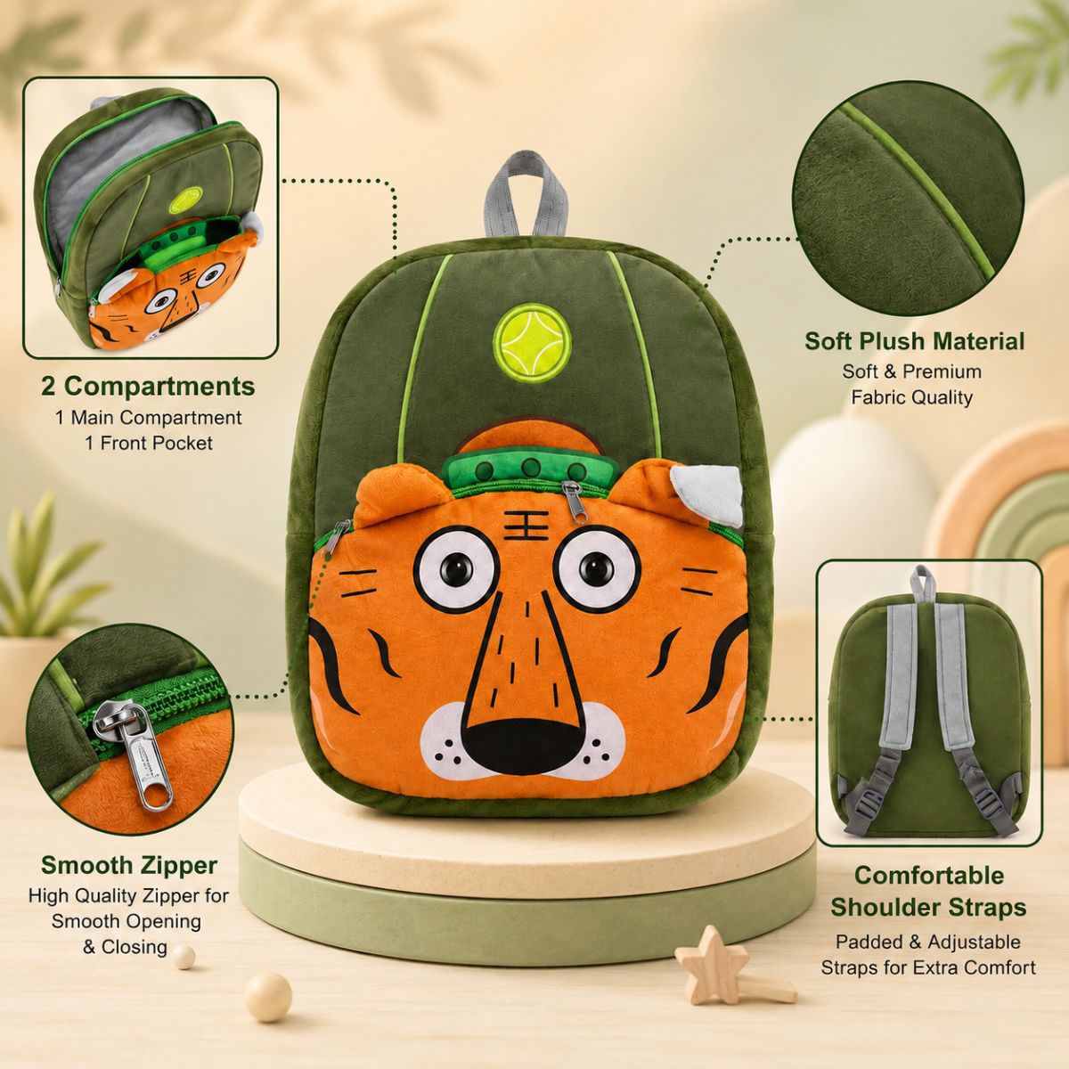 Cute Animal School Bag for Kids | Soft Plush Nursery Backpack
