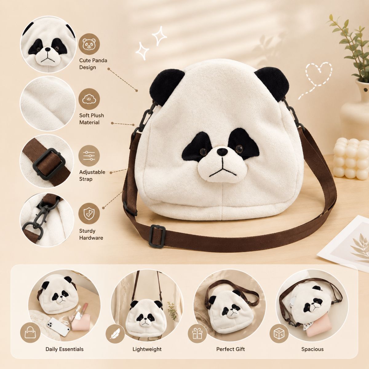Panda Sling Bag for Girls | Cute Panda Crossbody Bag
