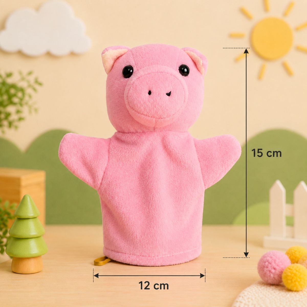 Pink Pig Hand Puppet Soft Toy for Kids | Plush Hand Puppet