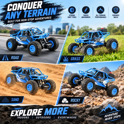 Duster 2WD RC Monster Truck for Kids | Rechargeable Off-Road Remote Control Car with Smoke Effect (Blue)