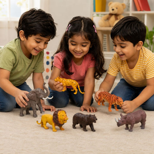 6 Pcs Jungle Animal Toy Set | Realistic Wild Zoo Animal Figures for Kids