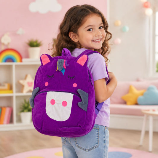 Sleeping Unicorn Plush School Bag for Kids | Soft Nursery Backpack