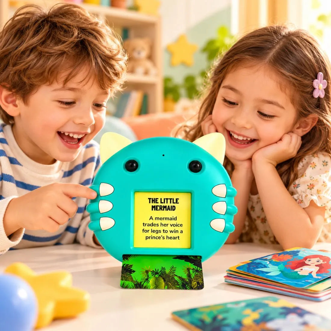 Story Kitty Interactive Learning Toy with 40 Stories, Talk Back & BT Speaker (Blue)