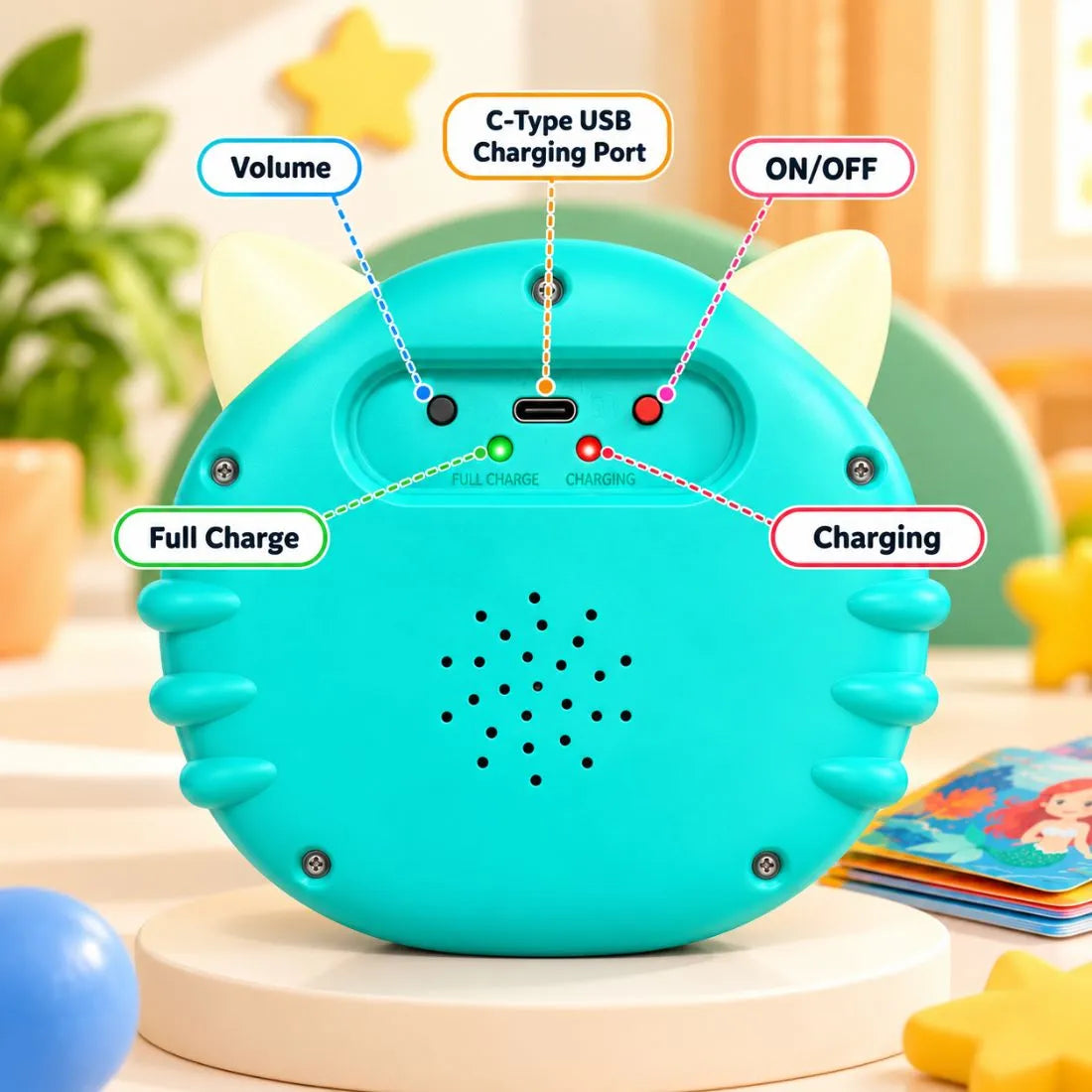 Story Kitty Interactive Learning Toy with 40 Stories, Talk Back & BT Speaker (Blue)