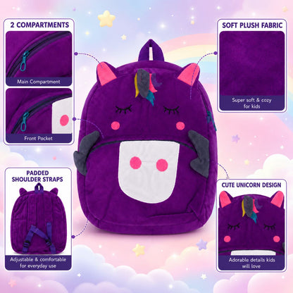Sleeping Unicorn Plush School Bag for Kids | Soft Nursery Backpack