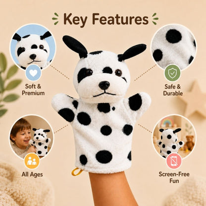 White Dog Hand Puppet for Kids | Soft Toy Puppet